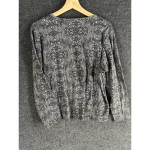 Croft & Barrow T-Shirt 2XL Black Floral Long Sleeve The Classic Tee Cotton